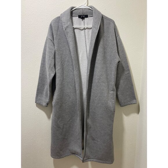 Open Front Gray Fleece Lined Cardigan Duster Coat For Women By Forever 21, S - Picture 2 of 10